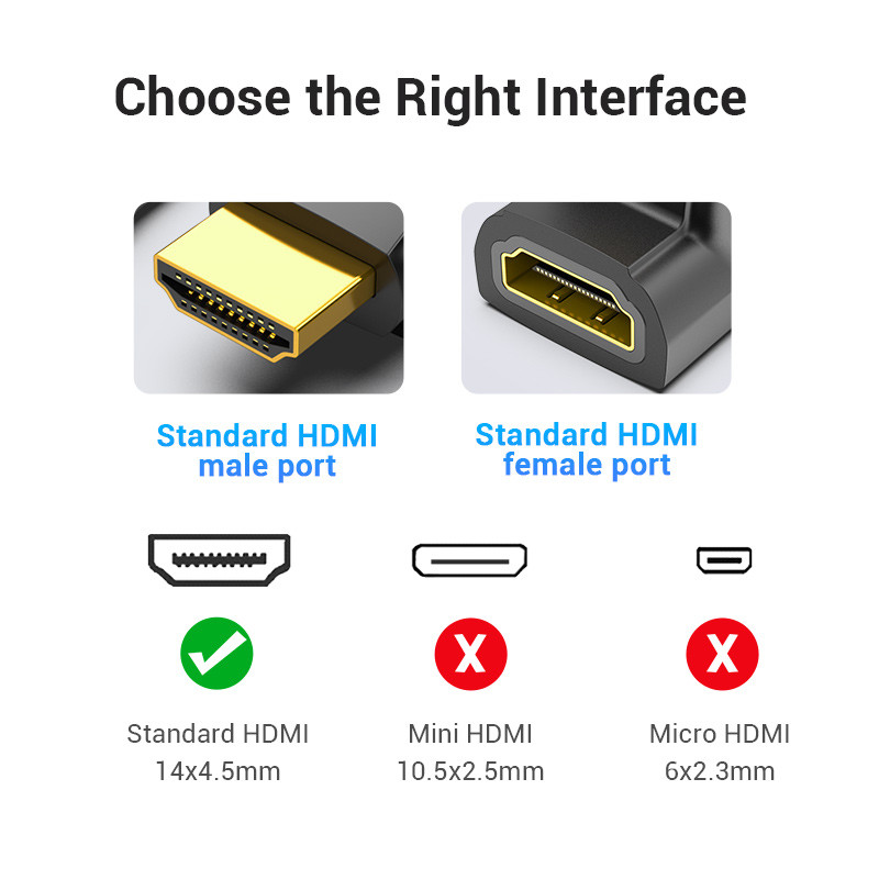 Перехідник HDMI Vention AINB0 кутовий (Вгору, 180 градусів) Николаев - изображение 6
