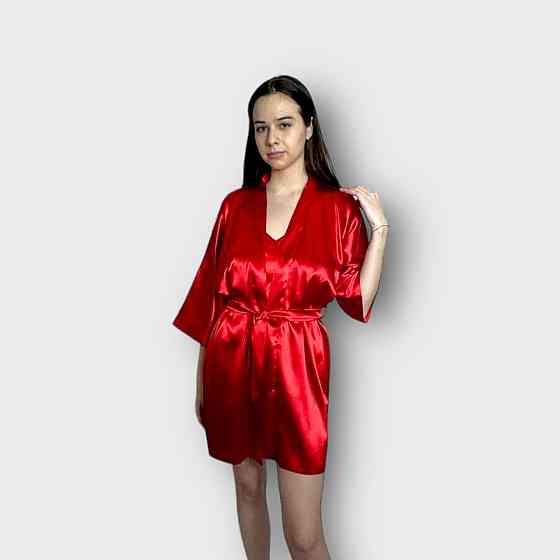 Комплект нічна сорочка з халатом Червоний XS Харків