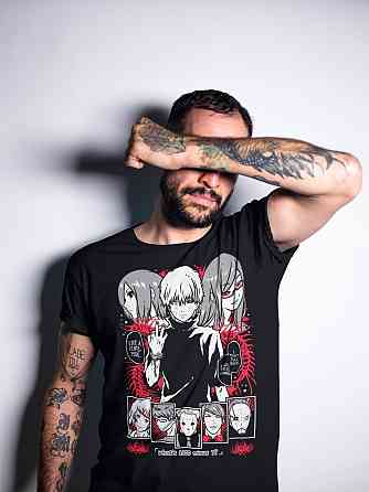 Футболка з аніме принтом Токійський гуль оверсайз (S/M/L) Чорний AnimeJ0423 Дніпро