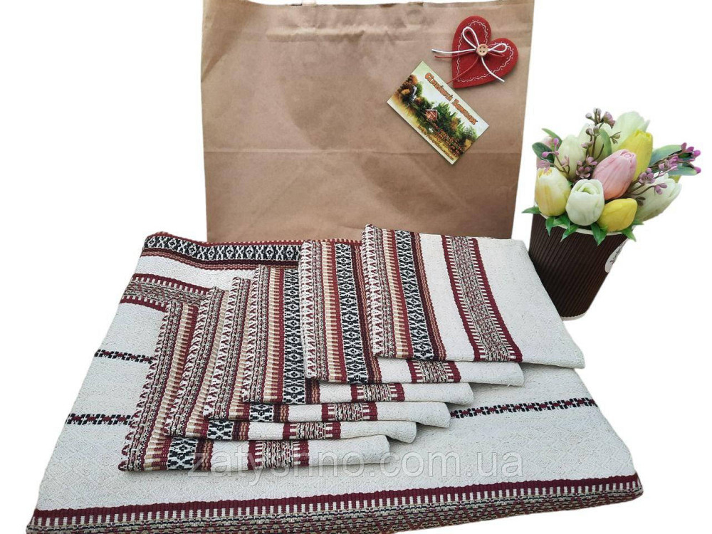 Бордова скатертина з серветками машинна вишивка 230*140 Київ - фото 2