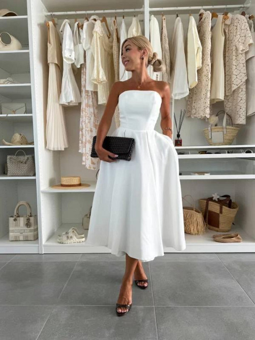 Женское романтическое платье с открытыми плечами креп костюмка Одесса - изображение 3