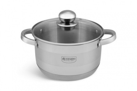 Кастрюль Одинарный С Стеклянной Крышкой 4.0 Лтр. (22x12.5 см) 5 Слой в Нижней  EB 3006 (6 шт/ящ) Одесса - изображение 1