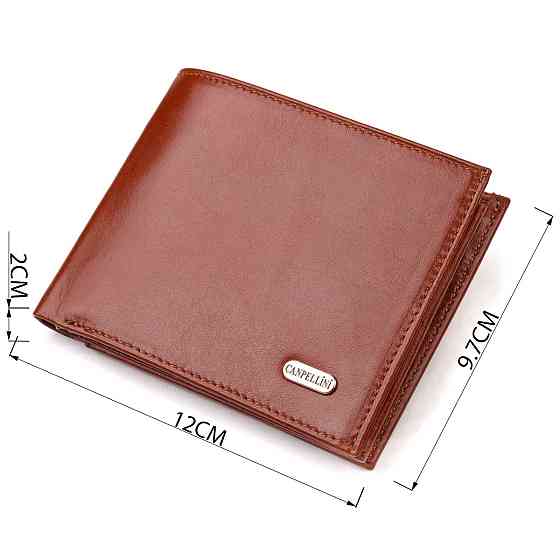 Надежный горизонтальный мужской бумажник среднего размера из натуральной гладкой кожи CANPELLINI 21862 Коричневый Киев