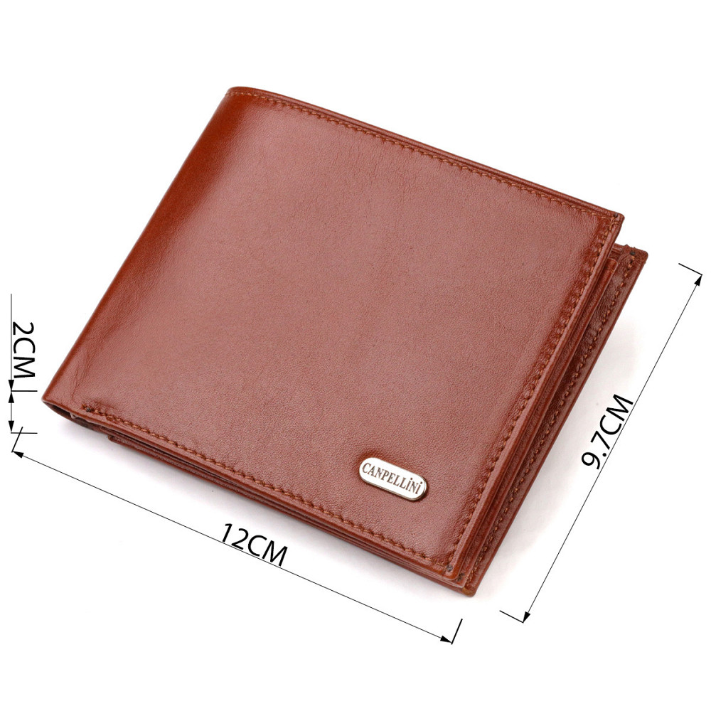 Надежный горизонтальный мужской бумажник среднего размера из натуральной гладкой кожи CANPELLINI 21862 Коричневый Киев - изображение 3