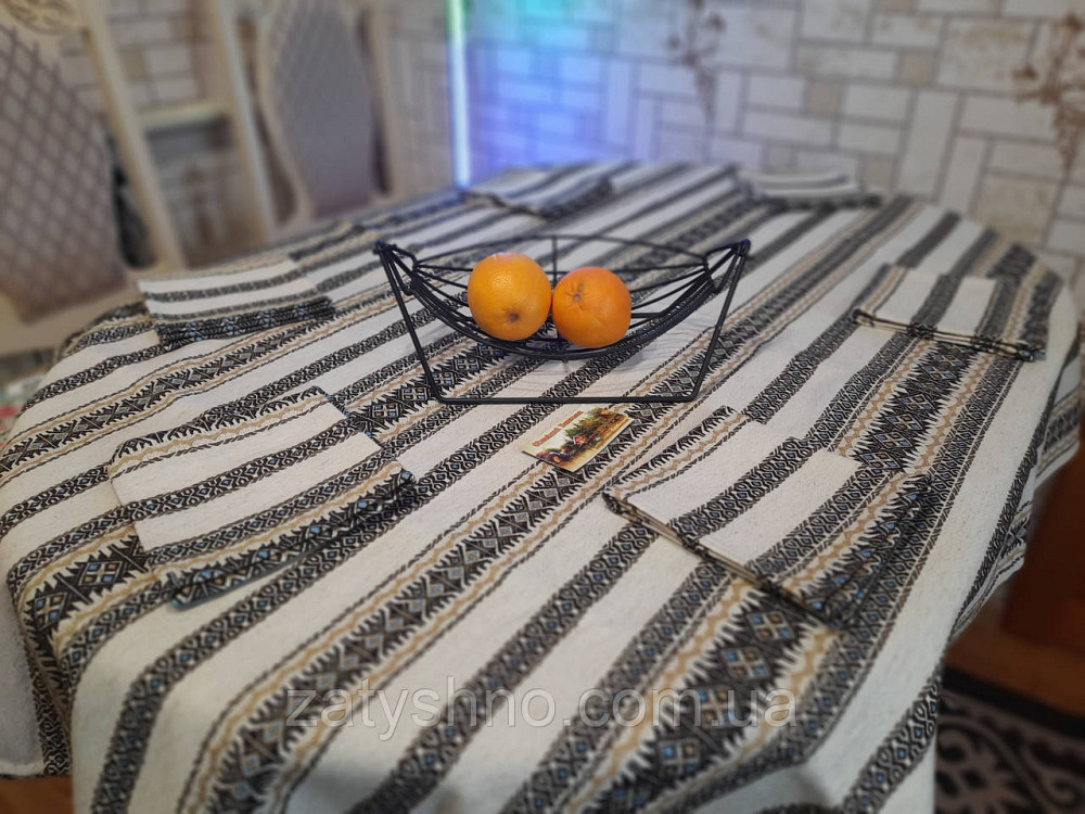 Скатерть с салфетками машинная вышивка кофейная Киев - изображение 6