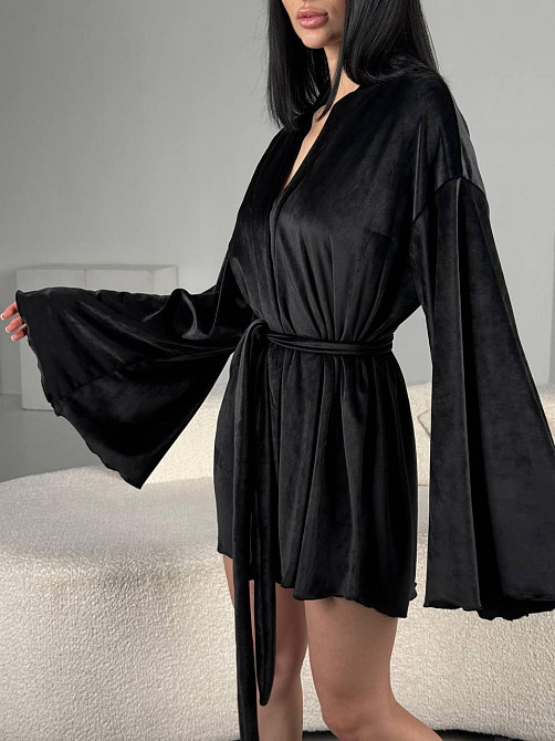 Женский домашний велюровый мини халат плюш велюр Одесса - изображение 10