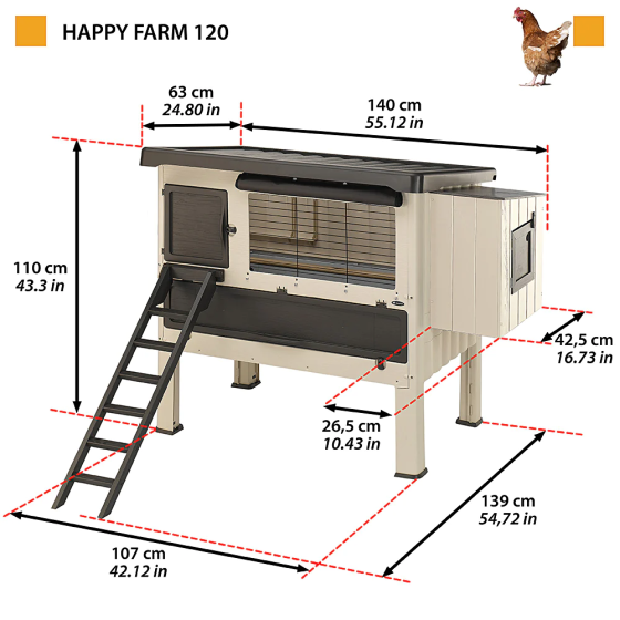 Пластиковий будиночок для курей Ferplast Happy Farm 120 (Ферпласт Хеппі Фарм 120) Запоріжжя
