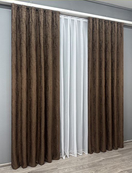 Комплект штор VR-Textil Жакард Viva Marmo № 1780ш Коричневий  150х270 см 2 шт (33-0757) Київ - фото 4