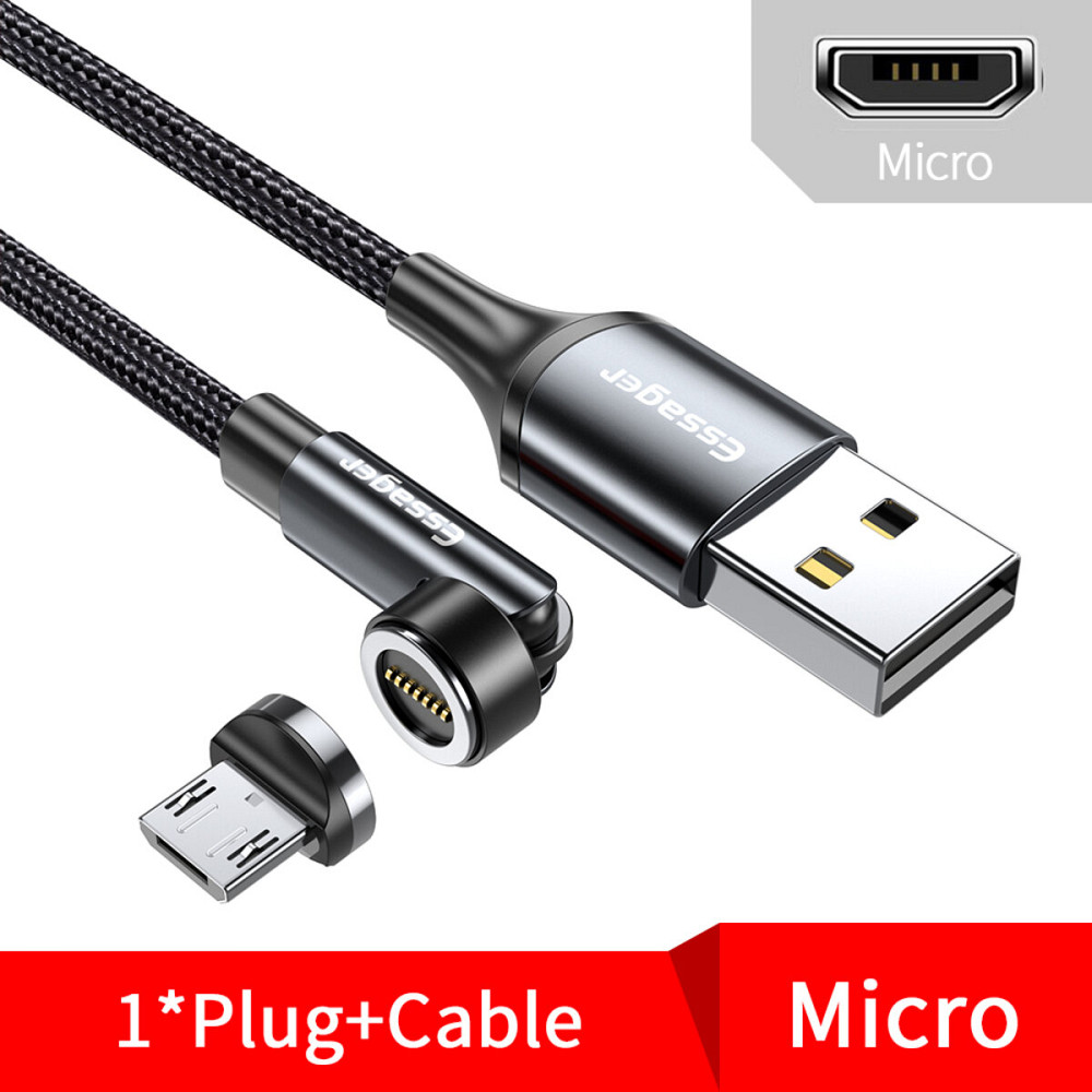 Кабель Essager Universal 540 Ratate 3A Magnetic USB Charging Cable Micro 1m grey (EXCCXM-WX0G) Київ - фото 1