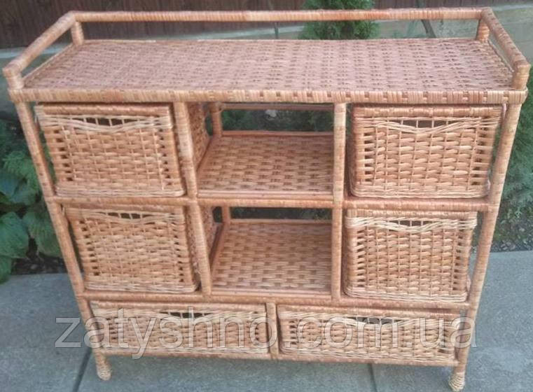 Комод большой плетеный на 6 шуфляд и 2 полки из лозы Киев - изображение 5