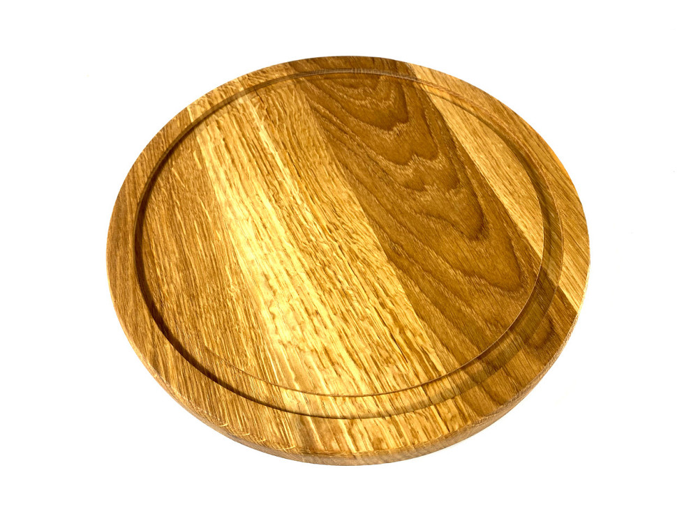 Деревʼяна тарілка з натурального дерева діаметр 25 см, висота 2 см, тарілка для закусок Кам'янець-Подільський - фото 3