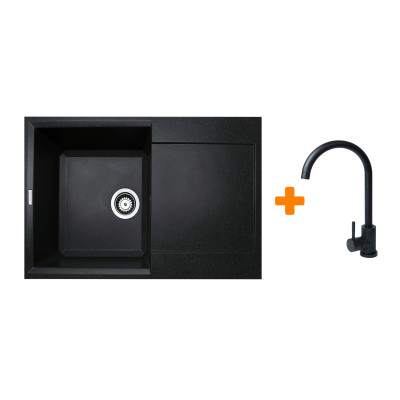 Мойка кухонная Adamant Horizon чорний + змішувач (1824296911503) Вінниця - фото 1