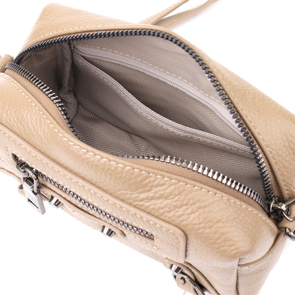 Компактная сумка для женщин из натуральной кожи Vintage 22924 Бежевый Киев - изображение 7