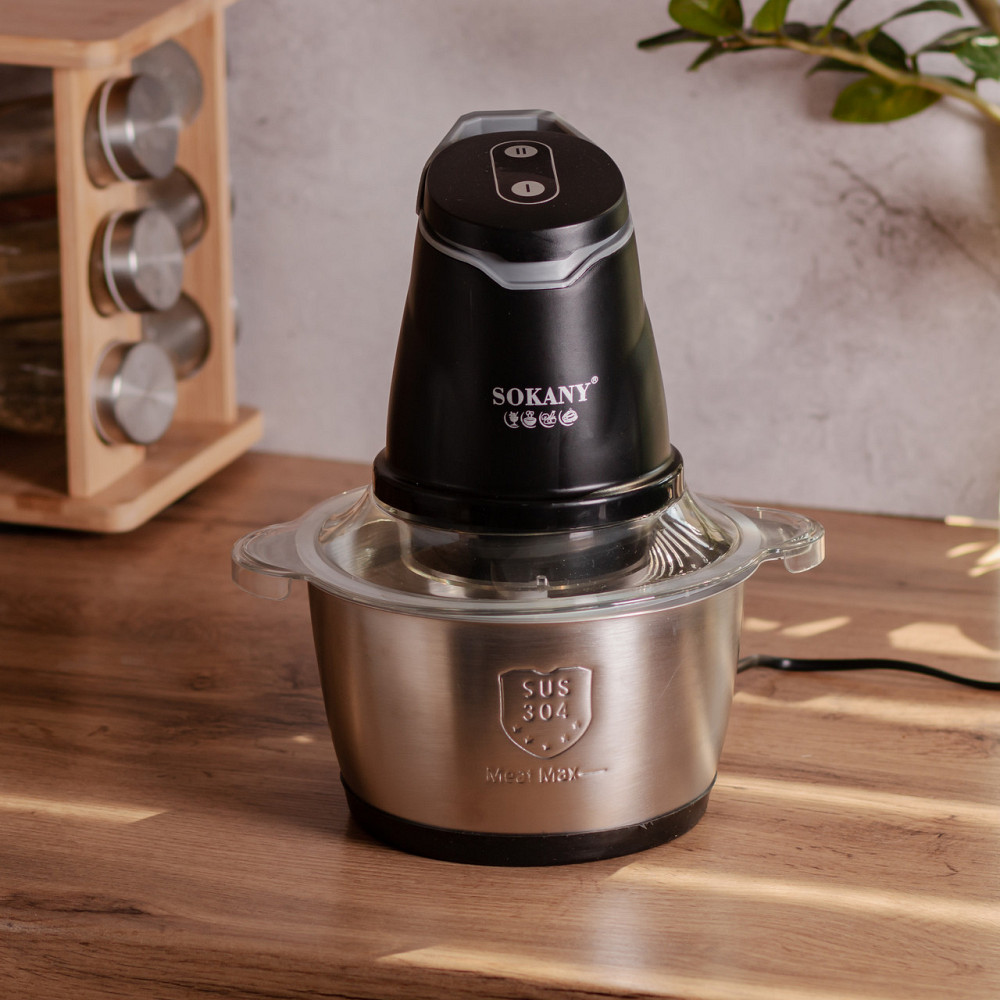 Чоппер измельчитель 2 в 1 кухонный с чашей на 1.5 л кухонный электрический Sokany SK-06028 Киев - изображение 8