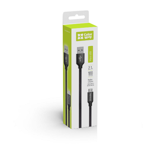 Кабель USB MicroUSB ColorWay CW-CBUM002-BK 2,1А 1м чорний Житомир