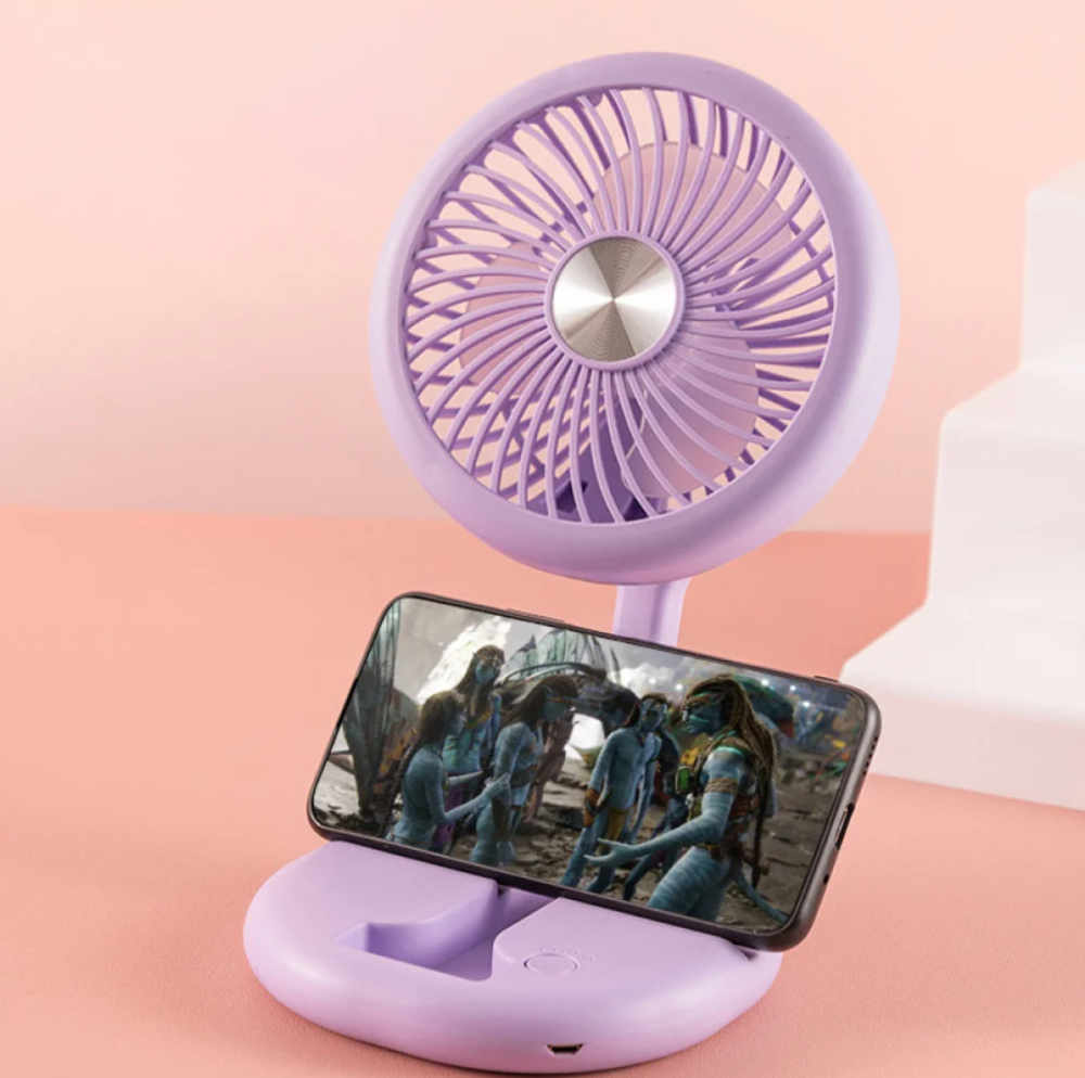 Портативний настільний вентилятор W1646 з підставкою для телефону 400 мАг, Час роботи: 1–3 години Одеса - фото 2