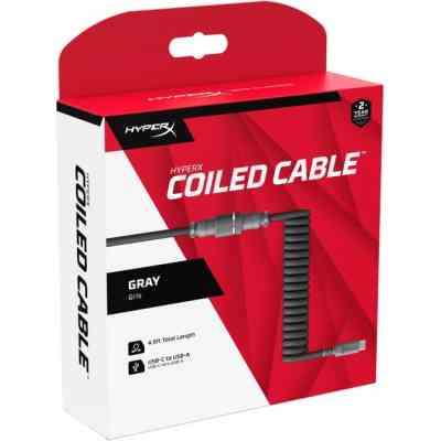 Дата кабель USB 2.0 AM to USB-C 1.37m coiled gray-black HyperX (6J679AA) Винница