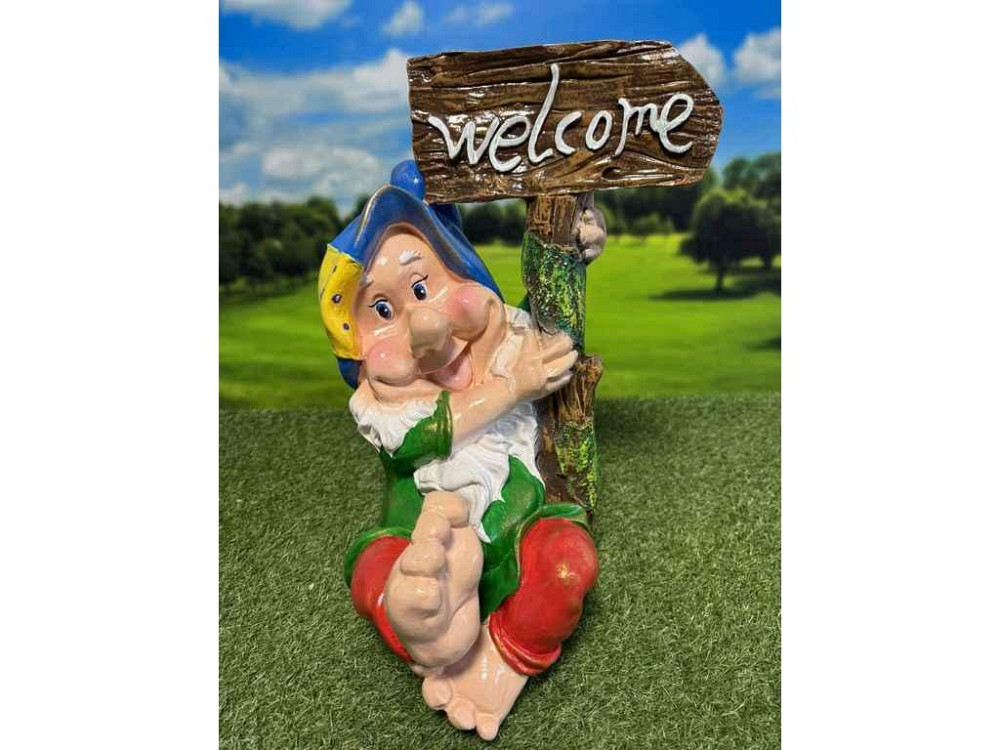 Садова фігурка гіпс 39*22см Гном сидячий Welcome ТМ KULBAKA Київ - фото 1