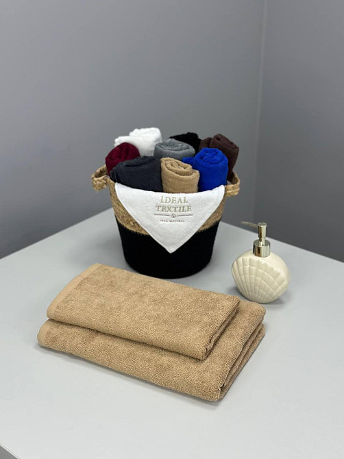 Комплект рушників Ideal Textile однотонних 50х90см + 70х140см 400 г/м2 (56860932) Бежевий Чернівці - фото 3