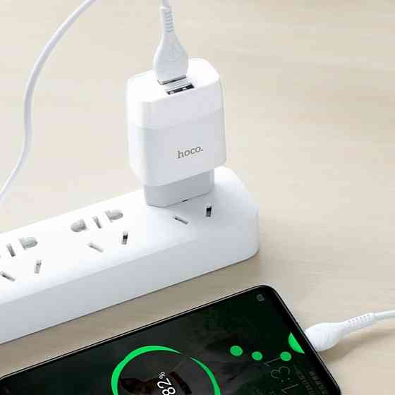 Мережевий зарядний пристрій HOCO C73A Glorious dual port charger set(Type-C) White Київ