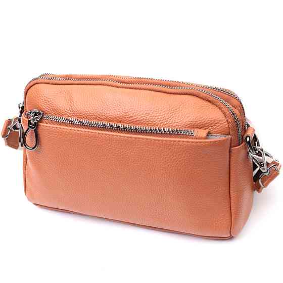 Вместительная сумка для женщин с карманами из натуральной кожи Коричневая (Vintage) Киев