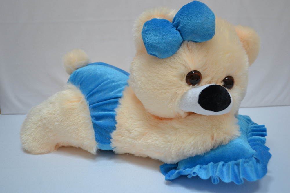 Алина Плюшевая мишка малышка 45 см Персиково-голубой Киев - изображение 4