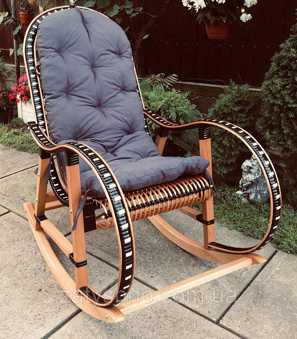 Кресло качалка плетеная с ротанга | кресло-качалка ротанговая | кресло качалка  плетеная с подушкой Киев - изображение 2