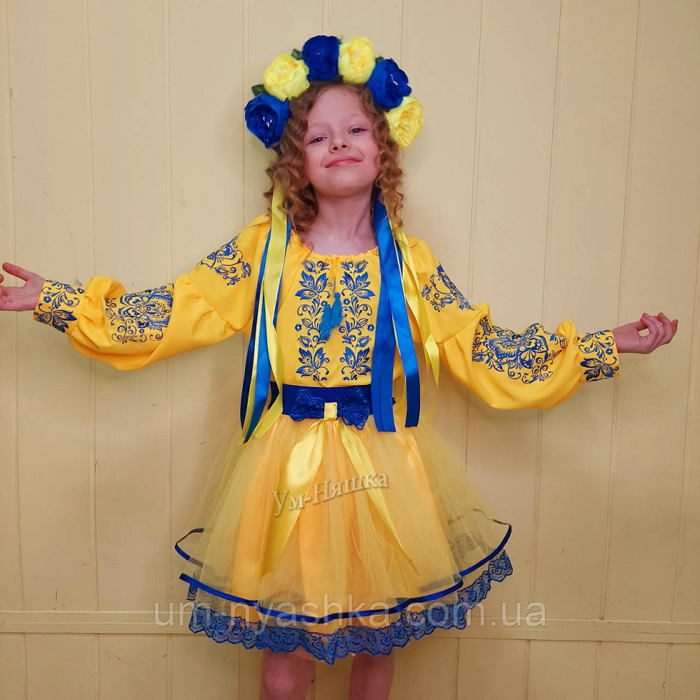 Синьо-жовтий костюм вишиванка "Троянда-листочки" Кривий Ріг - фото 7