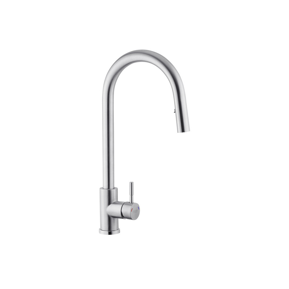 Смеситель для кухни с выдвижным изливом Kroner KRP Edelstahl Klassisch - ESG03915 сатин Киев - изображение 1