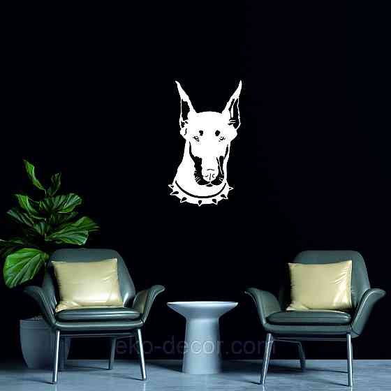 Декоративное настенное Панно «Доберман», Декор на стену 70*40 см, Белый Киев