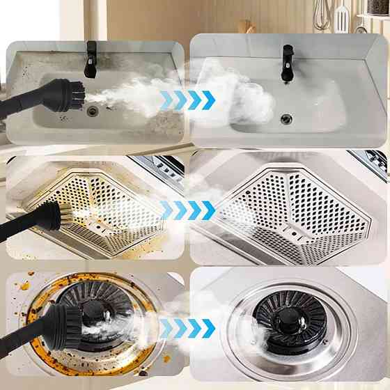 Портативный пароочиститель для дома, 2500Вт, 1,2л + 7 насадок / Парогенератор для уборки / Паровой очиститель Киев