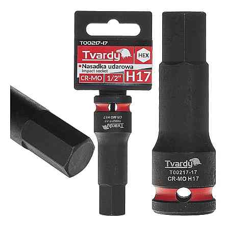 Головка ударна "Tvardy" з хром-молібденової сталі (Cr-Mo)  1/2"  Hex H17  довжиною  77мм Стрий