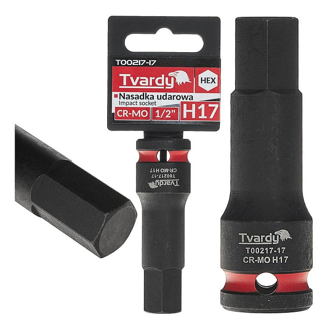 Головка ударна "Tvardy" з хром-молібденової сталі (Cr-Mo)  1/2"  Hex H17  довжиною  77мм Стрий - фото 2