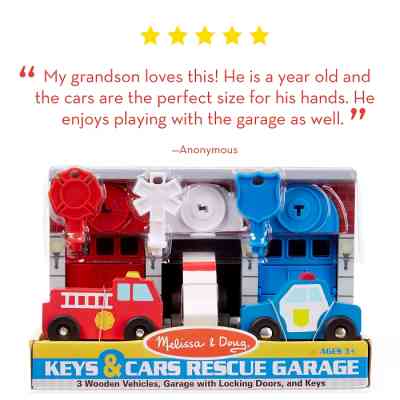 Игровой набор Melissa&Doug Деревянный гараж спасательных машин с ключами (MD4607) Винница