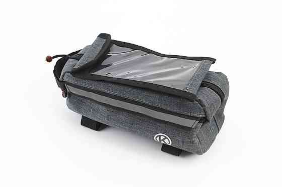 Сумка на раму з відділенням для смартфона 220х90х110мм, світловідбиваючі смуги, кріпл. на липучці, сіра Киев