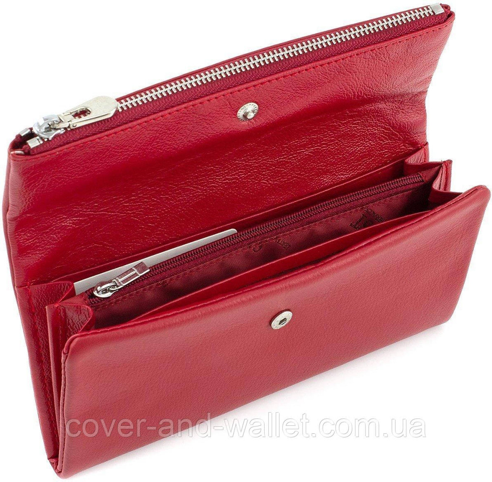 Мягкий кожаный женский кошелек красного цвета ST Leather 269 Киев - изображение 3