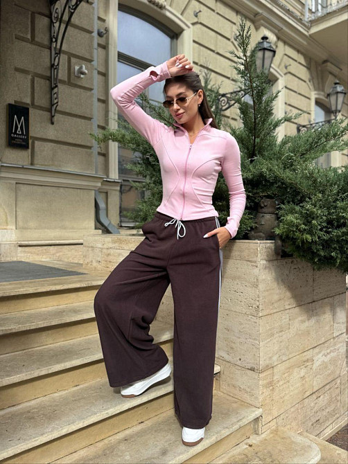 Женские стильные теплые штаны оверсайз с лампами флис,, polar’’ Шоколад, 46/48 Одесса - изображение 2