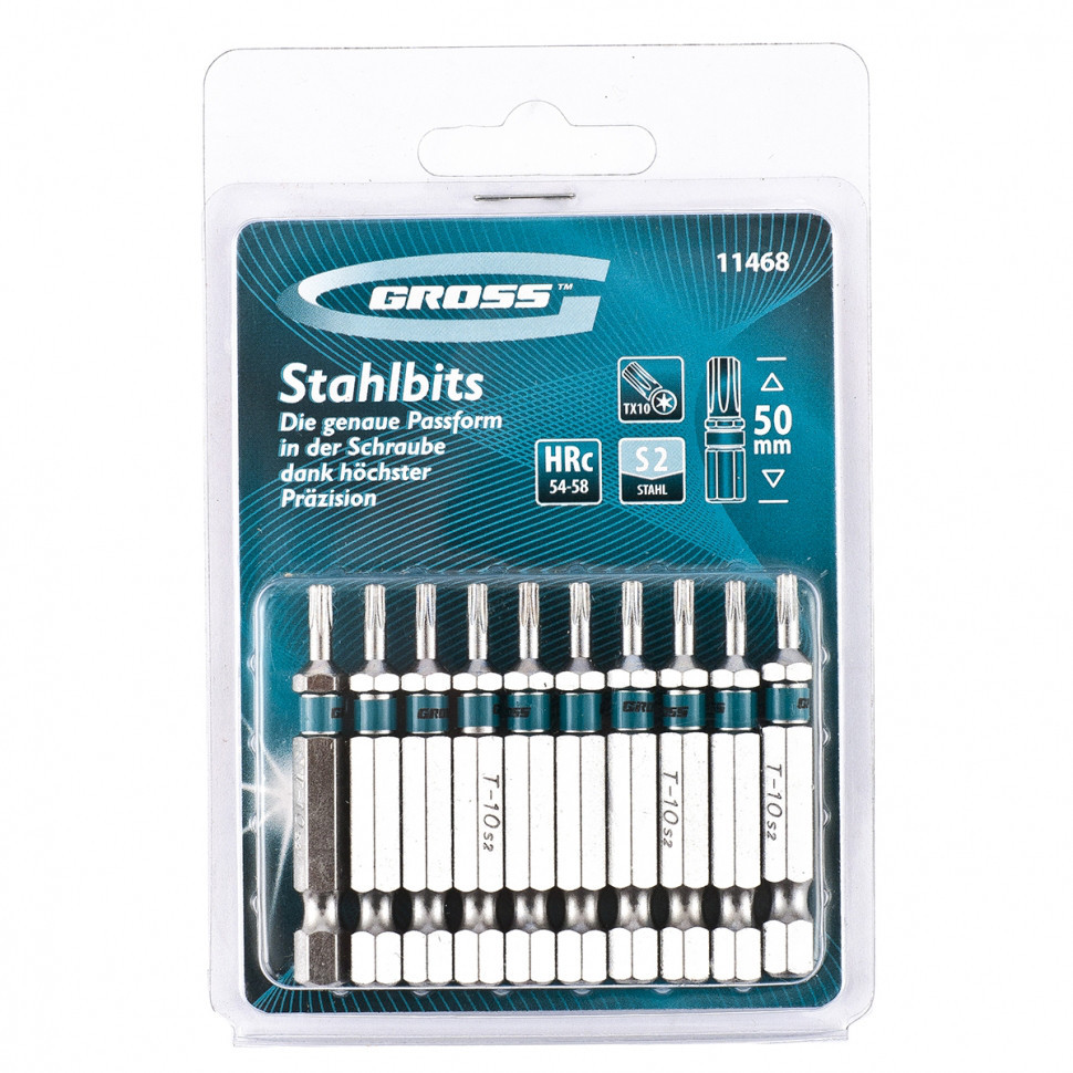 Набір біт TORX 10х50, сталь S2, 10 шт GROSS Полтава - фото 1