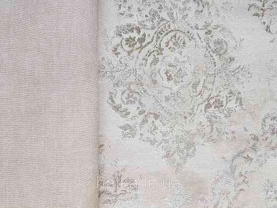Обои виниловые на флизелине AS creation Garda 1.06Х10.05 классика дамаск вензеля серебро с бирюзой на серо беж Киев