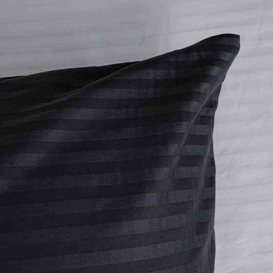 Наволочка страйп сатин на подушку 40х60 см 125 г/м2 YouStar 1 шт. (Темно-сірий) Суми
