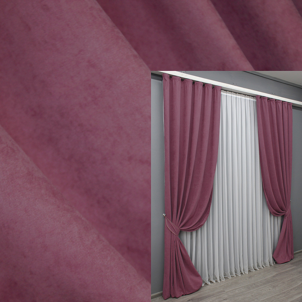 Комплект готовых штор VR-Textil Микровелюр Petek № 1517ш Темно-розовый 150х285 см 2 шт (33-0400) Киев - изображение 1