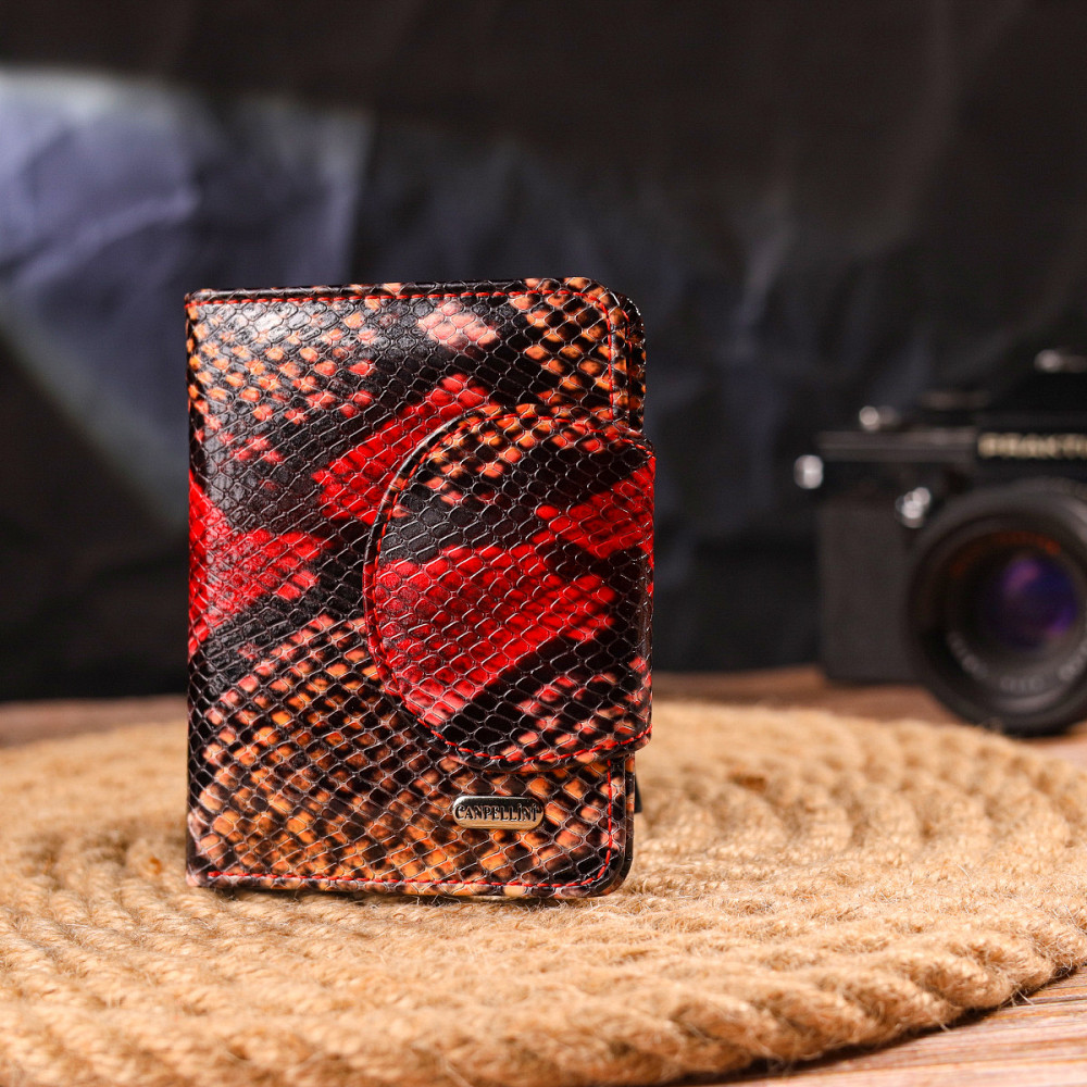 Небольшой женский кошелек из натуральной кожи с тиснением под змею CANPELLINI 21667 Разноцветный Киев - изображение 9