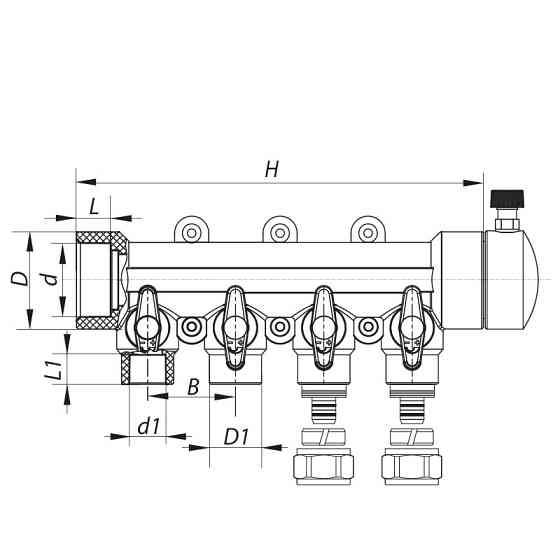 Розподільний колектор опалення 4-way з фітингом (40x20) PPR Koer K0192.PRO (KP2557) Київ