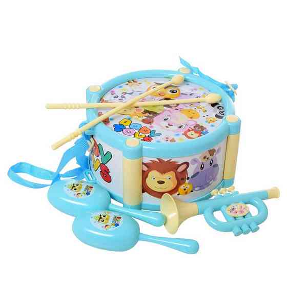 Детские Музыкальные инструменты 890-18(Turquoise) барабан, дудка, маракасы Винница