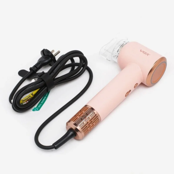 Фен для волосся VGR V-446 PINK: BLDC 110000 об/хв, іонізація, 1400 Вт, 350 г, 6 режимів, LED та магнітна насадка Одеса