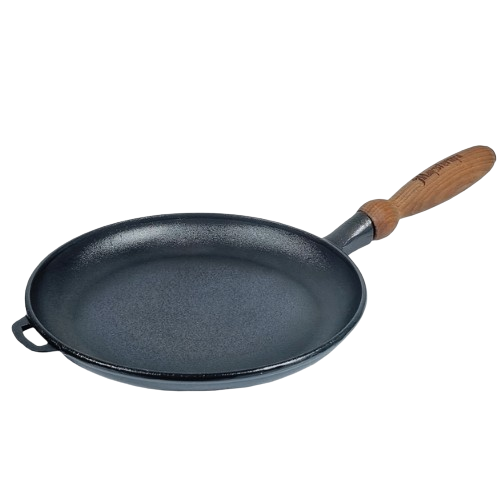 Сковорідка для млинців d24*2,5см з дерев'яною ручкою чавунна Т301 Майстерня Житомир