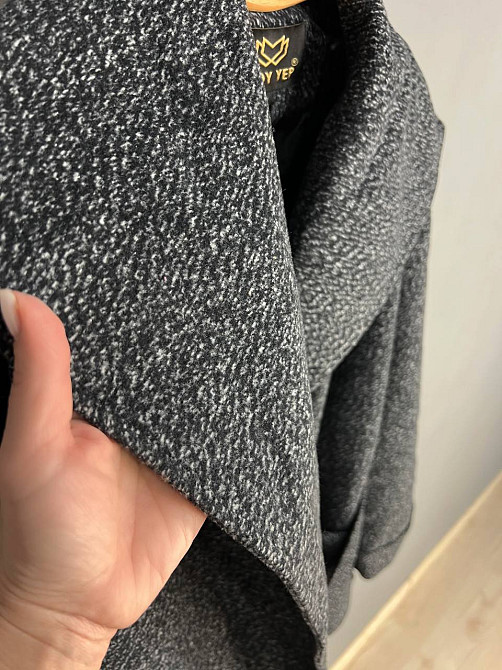 Женский жакет LADY YEP 8081 пальто оверсайз накладные карманы пояс имеет подклад серый, серый, M Киев - изображение 3