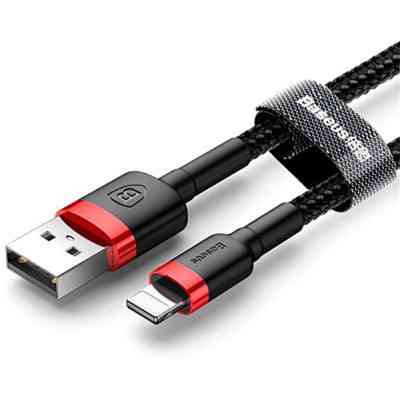 Дата кабель Baseus USB 2.0 AM to Lightning 1.0m Cafule Black-Red (CALKLF-B19) Винница