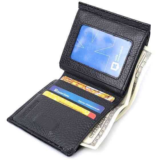 Женский фактурный кошелек из натуральной кожи ST Leather 22706 Черный Киев