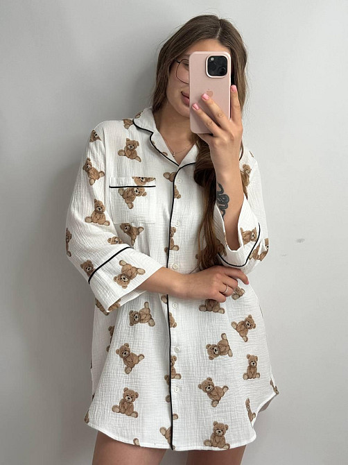 Женская муслиновая ночная сорочка Мишки M-L Харьков - изображение 2